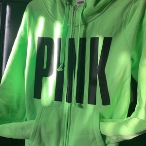 Victoria Secret PINK Neon Zip Up Sweater 💚